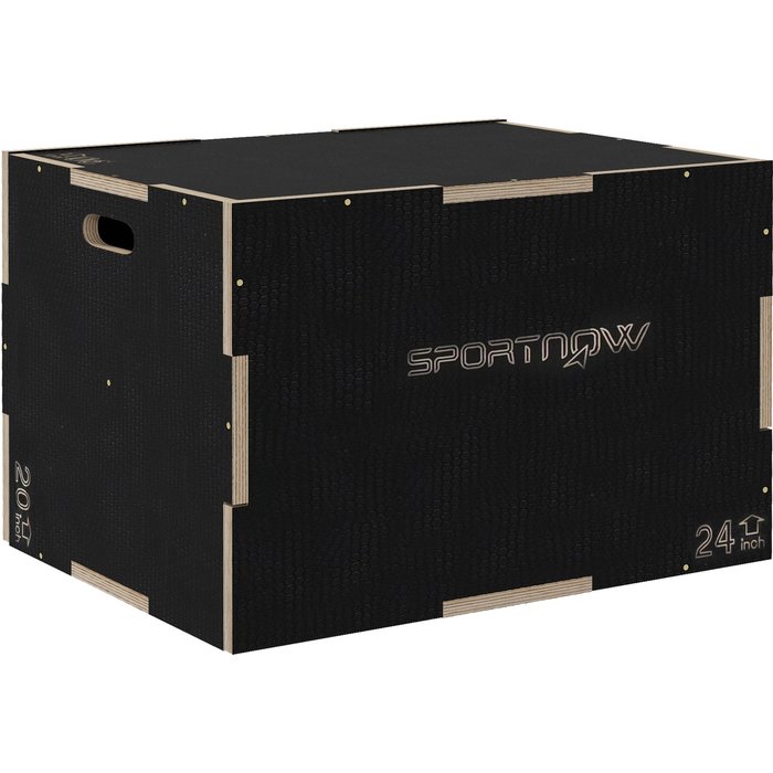 Cajón pliométrico sportnow madera de haya negro 76x61x51 cm