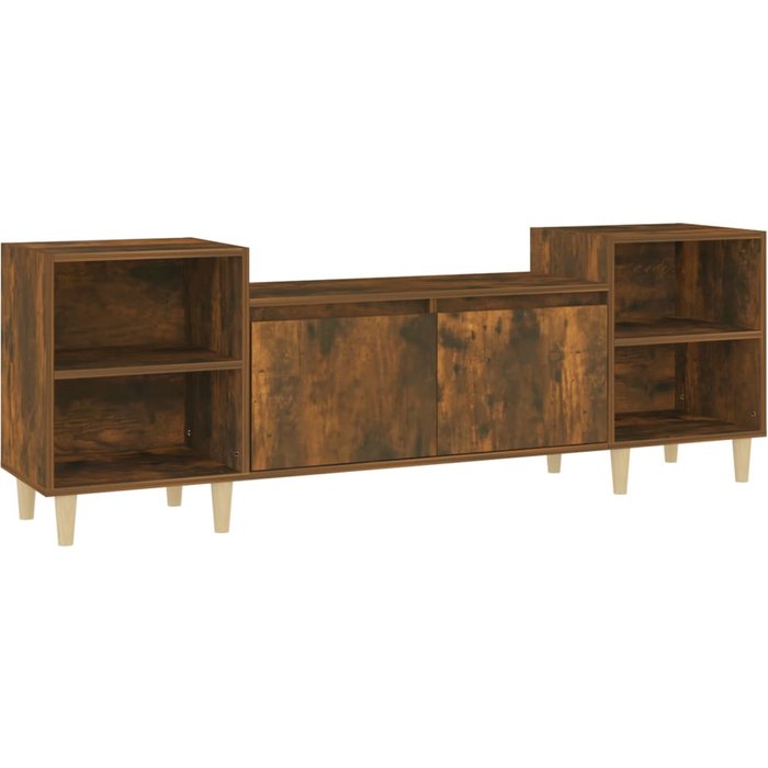 Mueble tv roble ahumado 160x35x55 cm madera contrachapada
