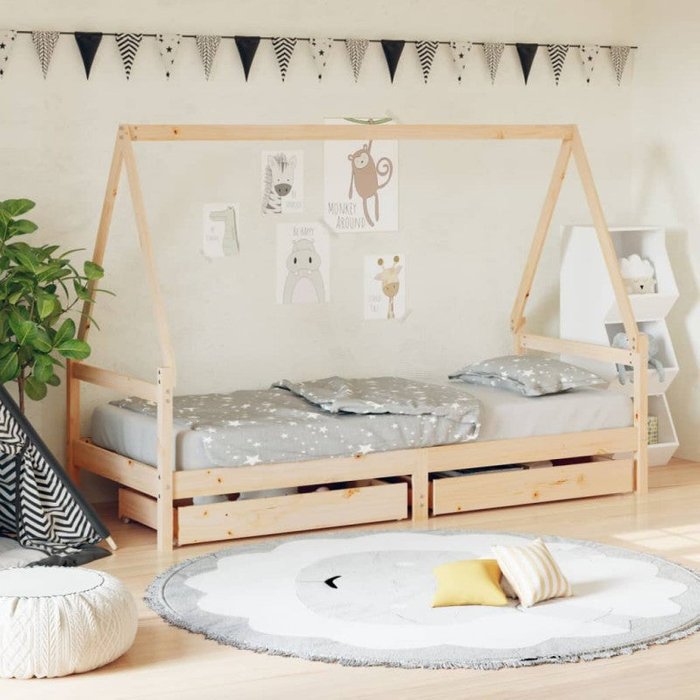 Vidaxl estructura de cama para niños con cajones madera pino 90x200 cm