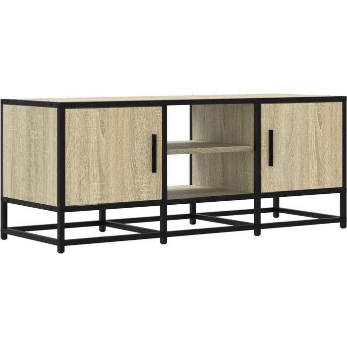 Mueble tv de metal y madera compuesta de roble sonoma 100x35x41 cm - comfortxl