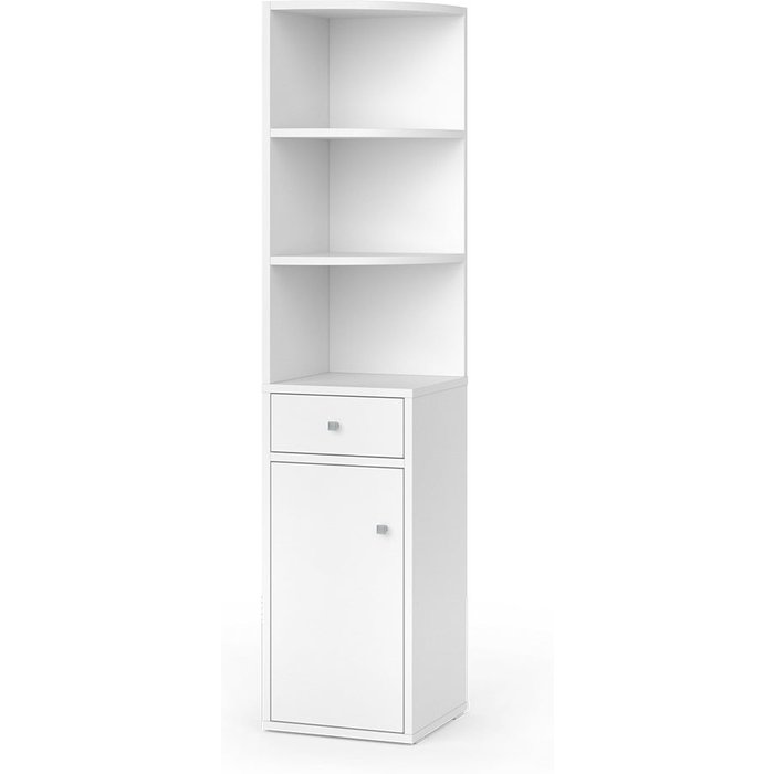 Vicco estantería esquinera larry, blanco, 30 x 135.5 cm con puerta y cajón