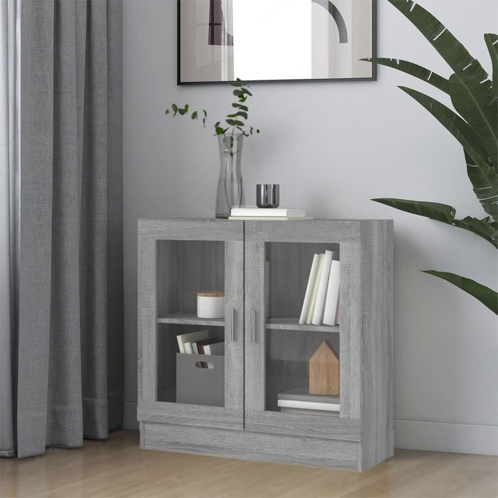 Vitrina sonoma gris 82,5x30,5x80 cm madera contrachapada