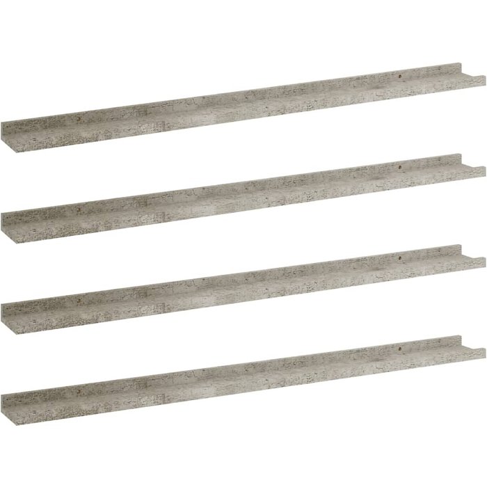 Estantes de pared 4 unidades gris hormigón 100x9x3 cm- comfortxl