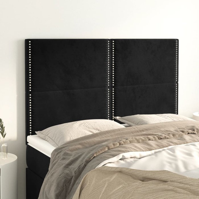 Cabeceros 4 uds negro 72x5x78/88 cm terciopelo