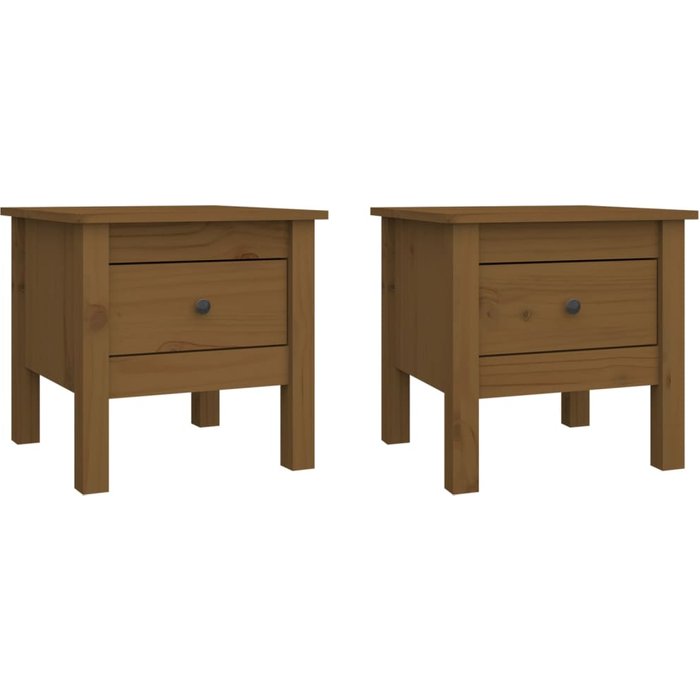Mesa auxiliar 2 uds madera maciza pino marrón miel 40x40x39 cm - comfortxl
