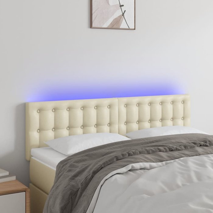 Maison exclusive - cabecero con led cuero sintético color crema 144x5x78/88 cm