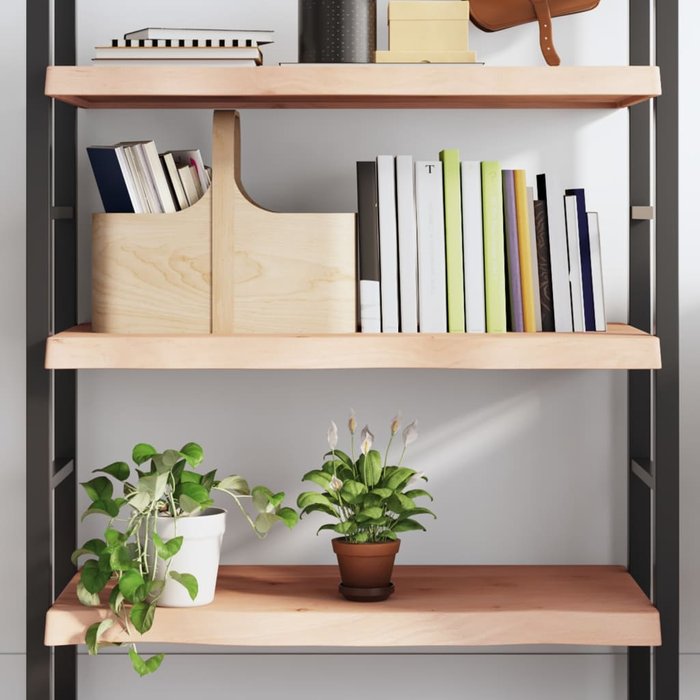Estantería de pared de 80x50x(2-6) cm de madera maciza de roble sin tratar.