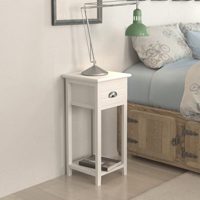 Mesita de noche con 1 cajón blanco