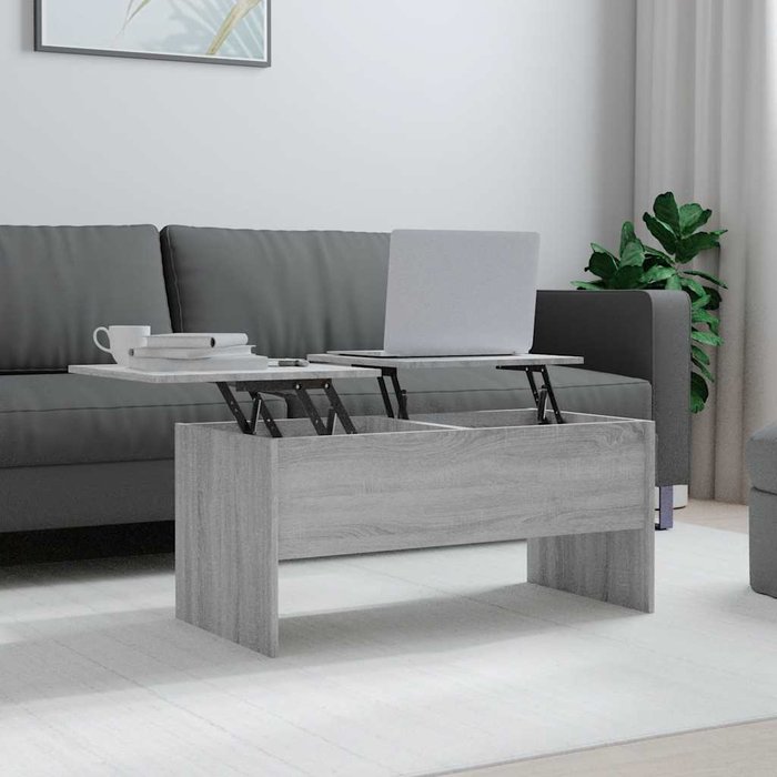 Mesa de centro sonoma, gris, 102 x 50,5 x 46,5 cm, madera de ingeniería.