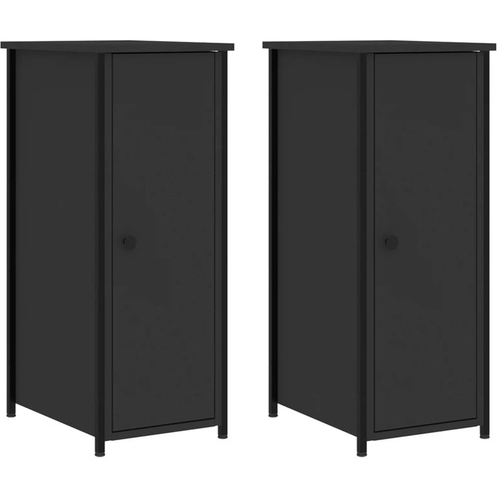 Mesitas de noche 2 piezas madera contrachapada negra 32x42x80 cm