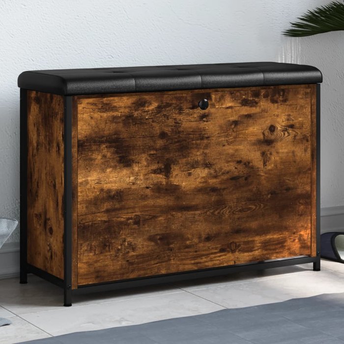 Banco zapatero con cajón abatible roble ahumado 82x32x56 cm - comfortxl