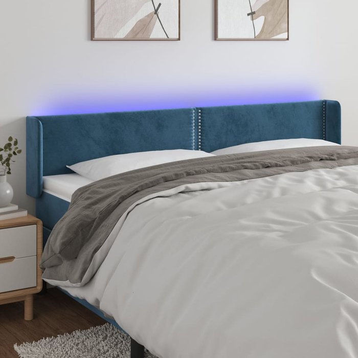Cabecero led azul oscuro 163x16x78/88 cm terciopelo