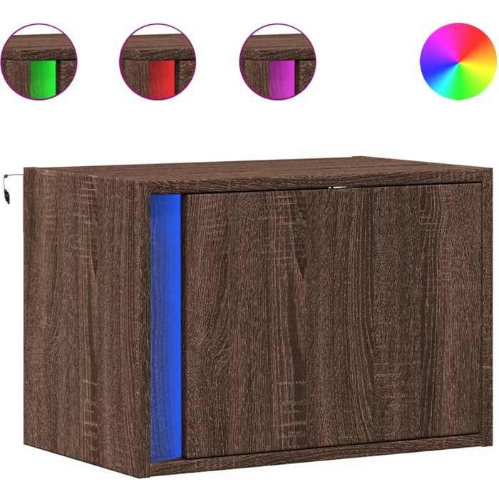 Mesitas de noche de pared con luces led 2 unidades roble marrón - comfortxl