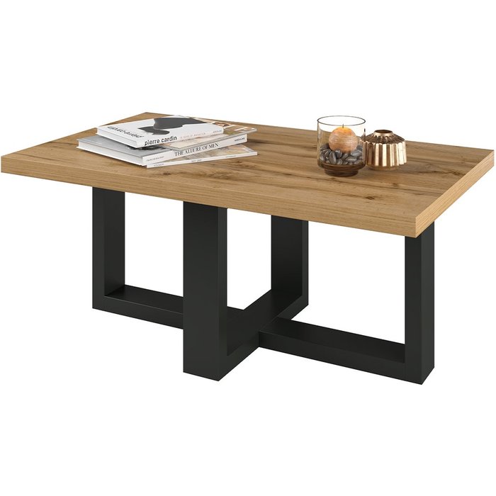 Mesa de centro rectangular ezgui madera y negro