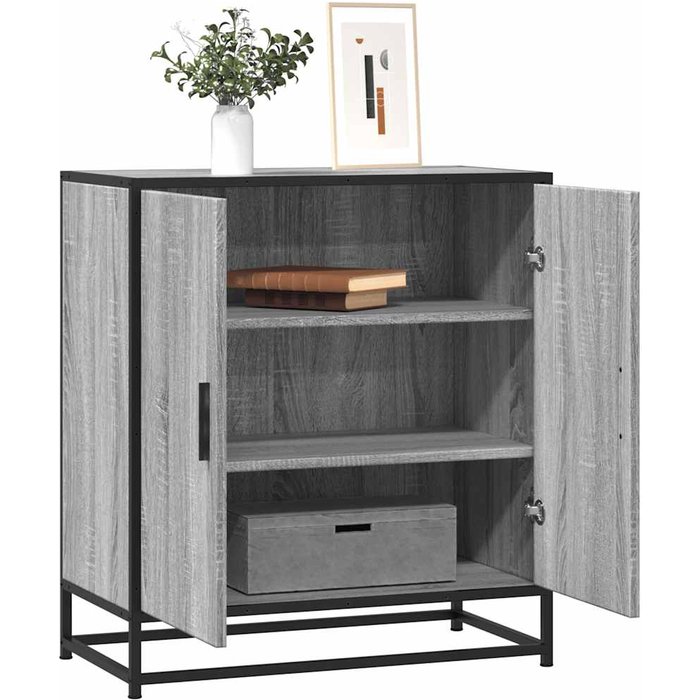 Aparador gris sonoma 68x35x76 cm madera contrachapada y metal