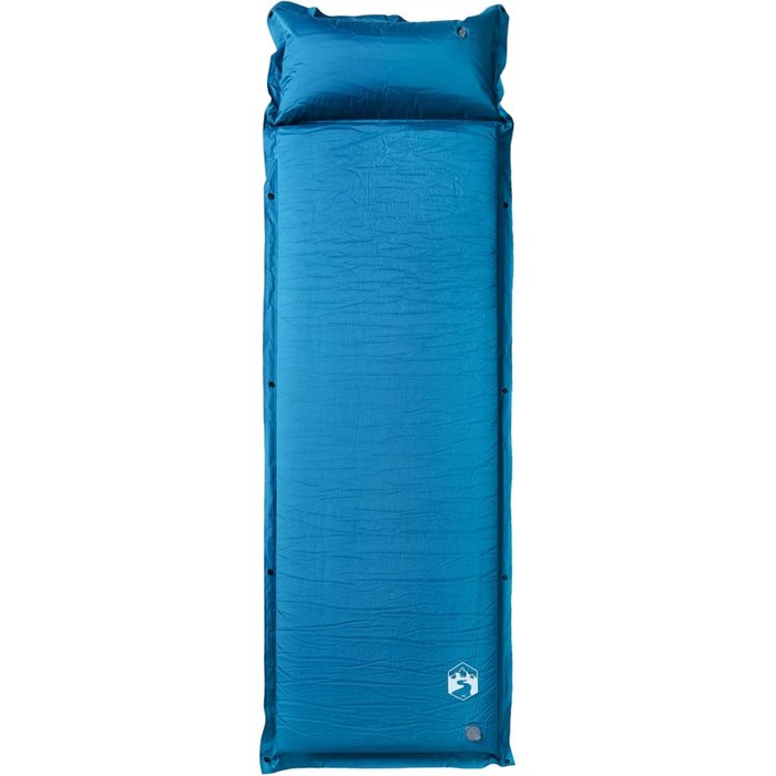 Colchón de camping autoinflable con almohada 1 persona turquesa