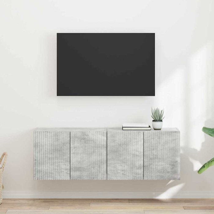 Mueble de tv de pared, 2 piezas, gris hormigón, 59,5 x 31 x 40 cm