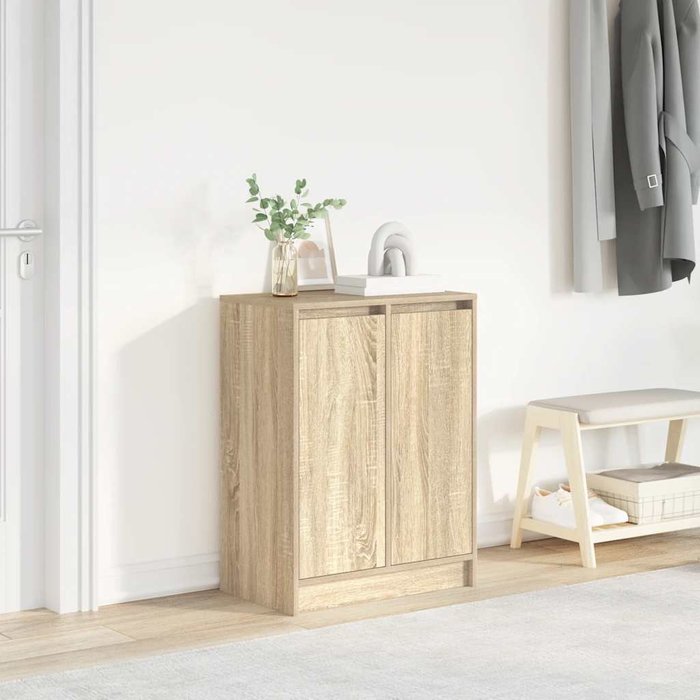 Zapatero sonoma de roble, 57x34x76 cm, madera de ingeniería.