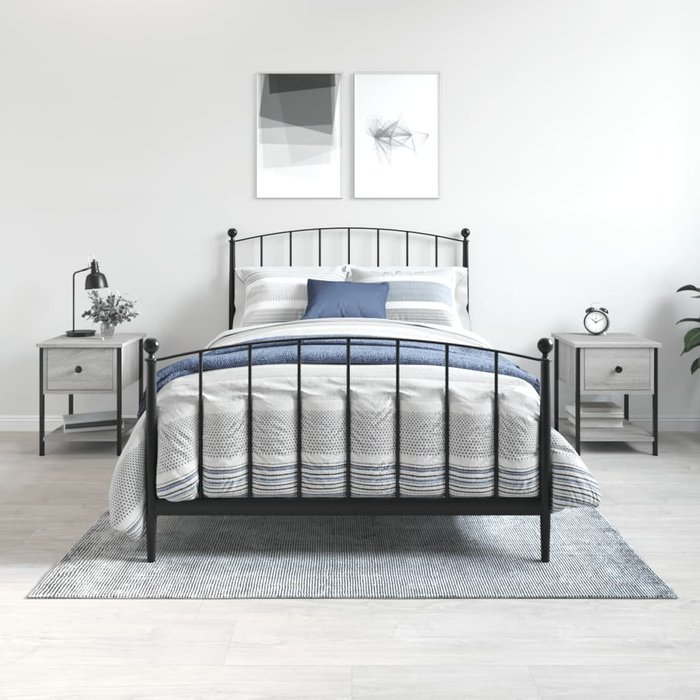 Mesitas de noche de 2 piezas sonoma grey, 34x35,5x45cm, madera de ingeniería