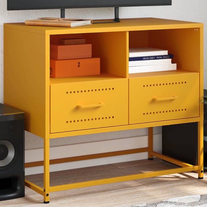 Mueble para tv de acero amarillo mostaza 68x39x60,5 cm