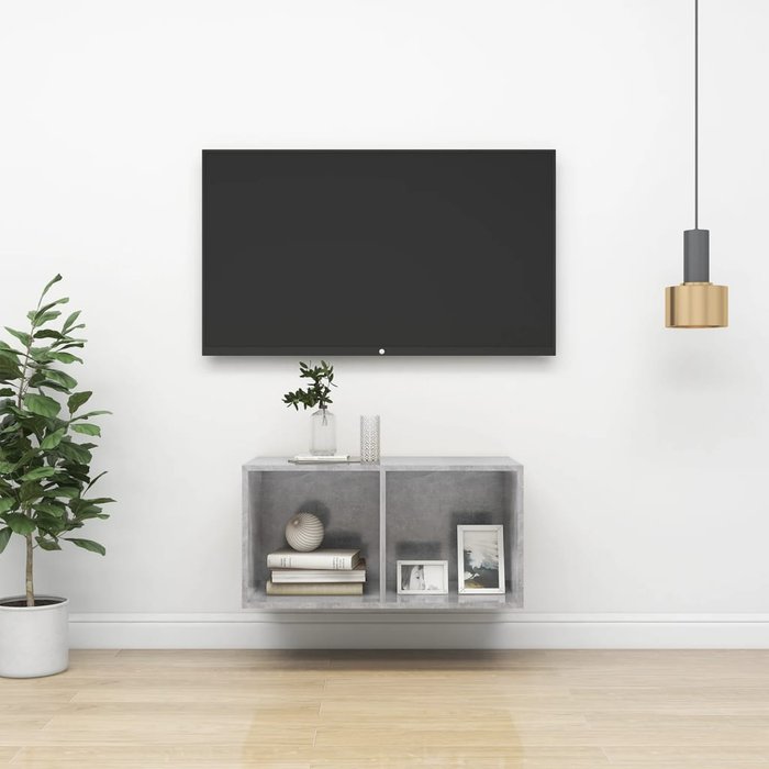 Mueble de pared de tv madera contrachapada hormigón 37x37x72 cm - comfortxl