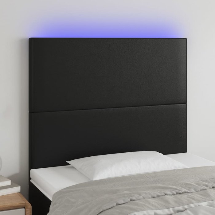 Cabecero led negro 80x5x118/128 cm polipiel