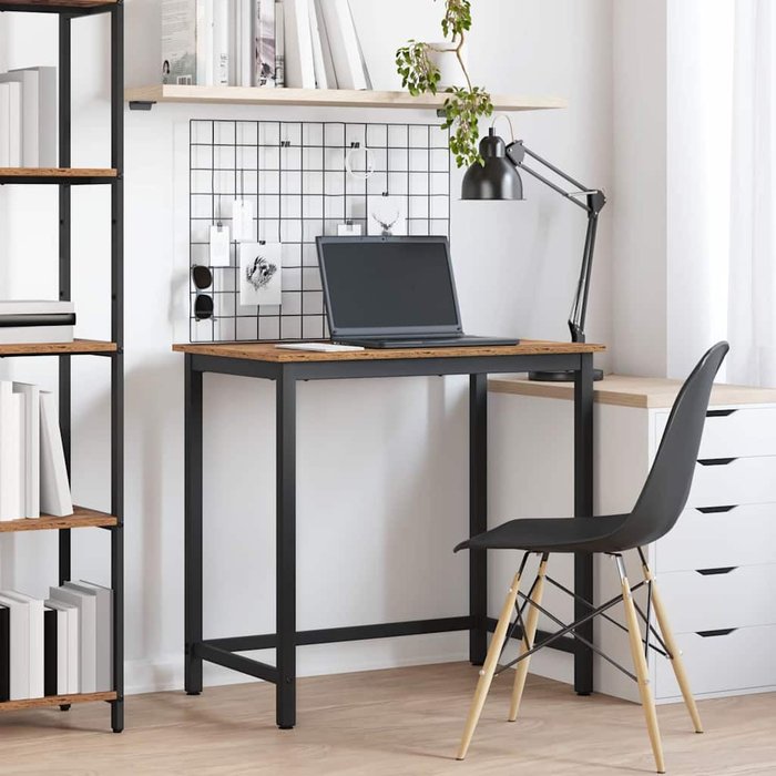 Mesa antigua de madera, 100 x 50 x 76,5 cm, madera de ingeniería y acero.