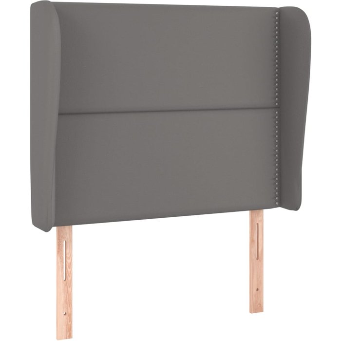 Cabecero cama - mueble cabecero con orejas cuero sintético gris 103x23x118/128cm