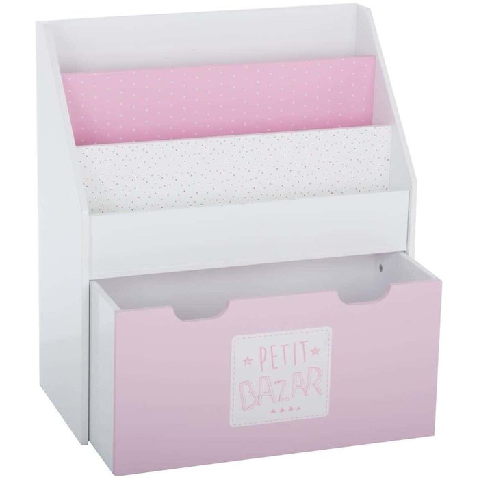 Wellhome - estantería con cajón, ruedas y diseño en color rosa 62,7x30x70cm