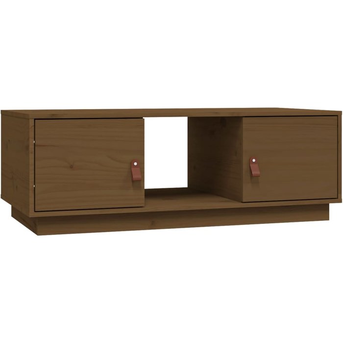 Mesa de centro madera maciza de pino marrón miel 100x50x35 cm