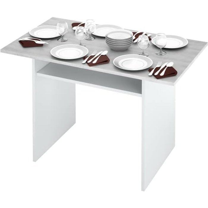 Mesa consola desplegable de 35 a 70 cm, color blanco artik y cemento