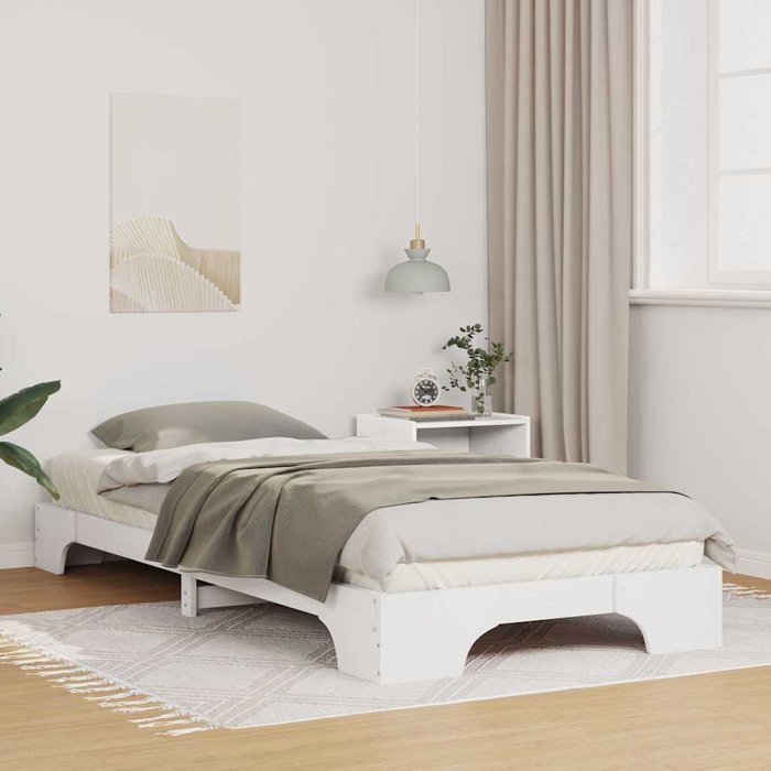 Estructura de cama con almacenamiento blanco 90 x 210 cm madera