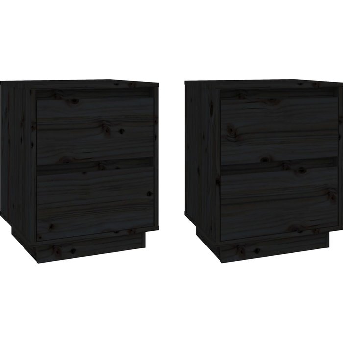 Mesitas de noche 2 uds negro 40x35x50 cm madera maciza de pino