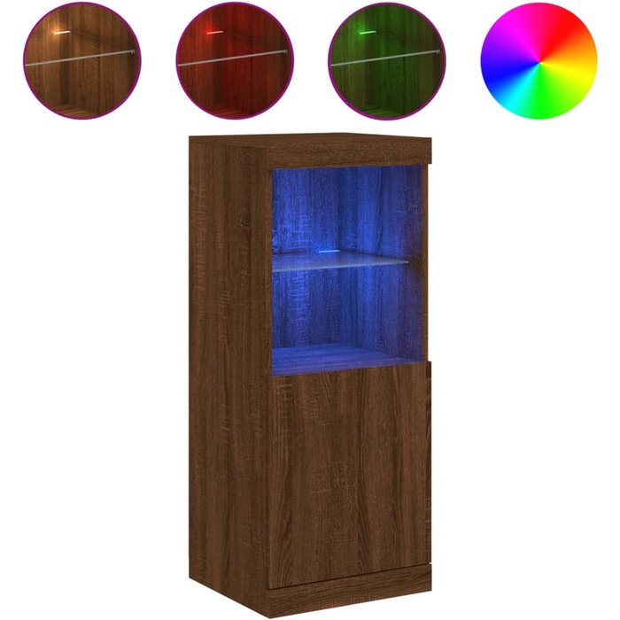 Aparador con luces led roble marrón 41x37x100 cm - comfortxl