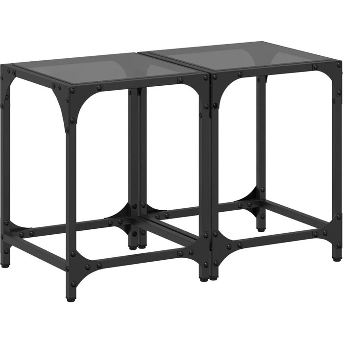 Mesas de centro 2 uds vidrio transparente y acero 30x30x40 cm - comfortxl