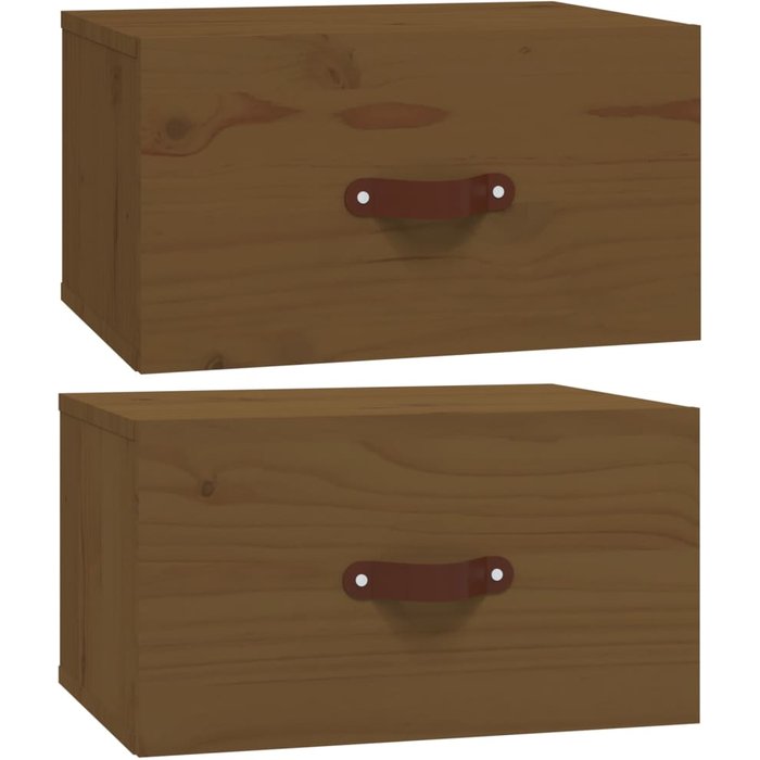 Mesita de noche de pared 2 uds marrón miel 40x29,5x22 cm - comfortxl
