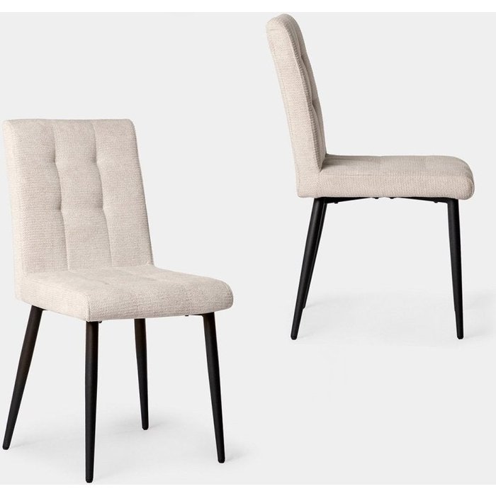 Packs 2 sillas tela beige 44 x 92 cm