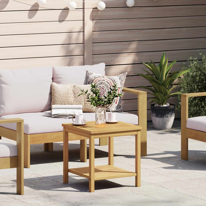 Mesa auxiliar de aceite natural de 45 x 45 x 45 cm.