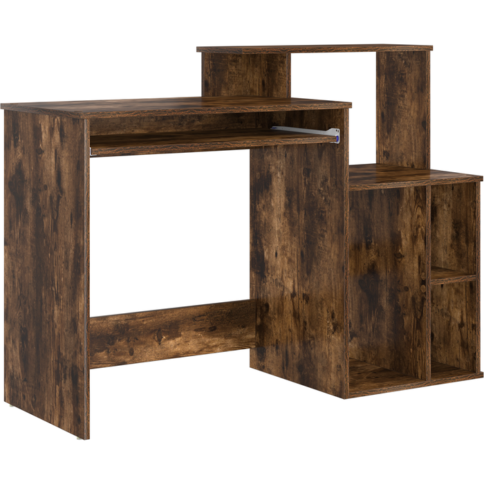 Escritorio con almacenamiento roble ahumado 120.5x44x88.5 cm madera cfw24736