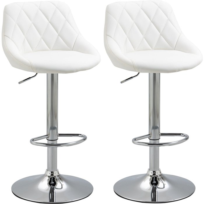 Conjunto 2 taburetes bar giratorios altura ajustable blanco 51,5x48x83-104cm
