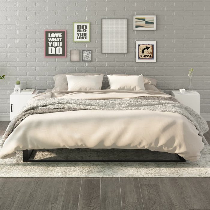 Pack de 2 mesitas de noche,mesilla de noche madera contrachapada blanca cfw39646