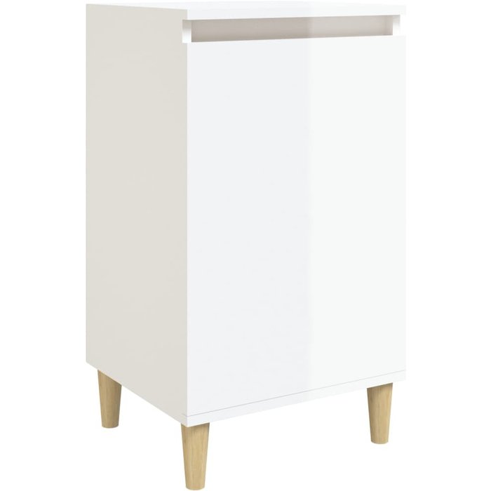 Mesita de noche blanca brillo 40x35x70 cm de madera contrachapada