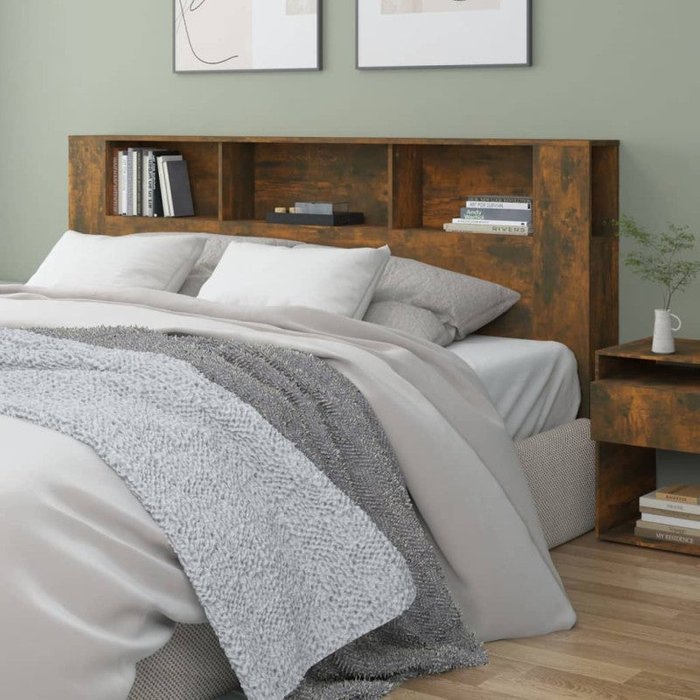 Armario cabecero roble ahumado 200x18,5x104,5 cm v9038 unico / marrón