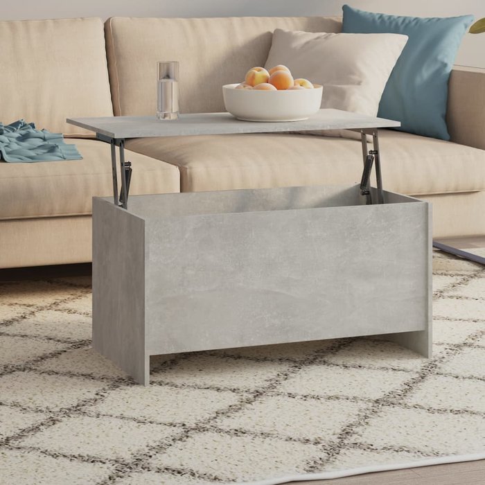Mesa de centro madera ingeniería gris hormigón 102x55,5x52,5 cm - comfortxl