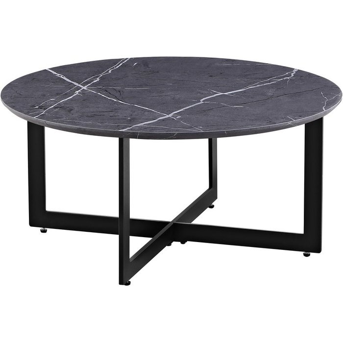 Mesa de centro efecto mármol gris oscuro 75x75x35 cm