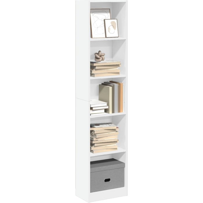 Librería blanca, 40x24x176 cm, madera de ingeniería. - pangivo