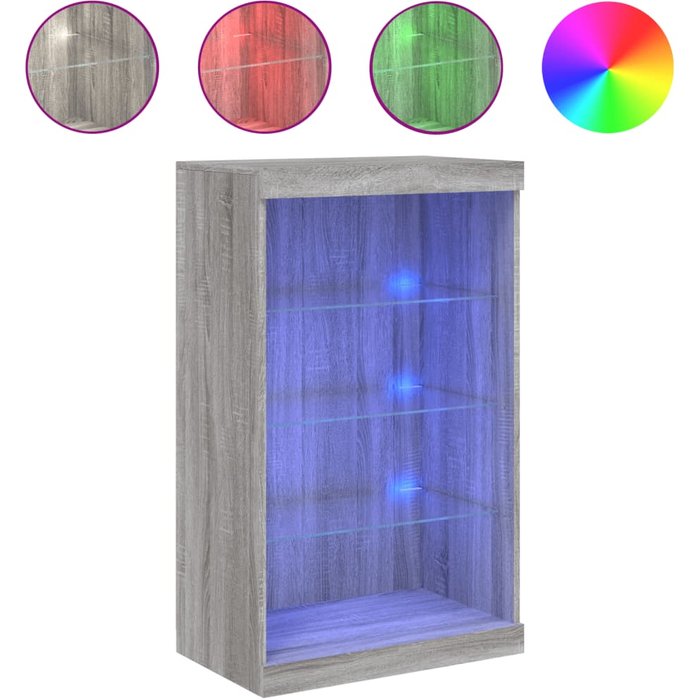 Aparador con luces led gris sonoma 60,5x37x100 cm - comfortxl