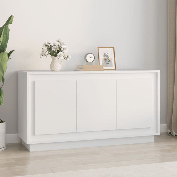 Vidaxl aparador madera contrachapada blanco 102x35x55 cm
