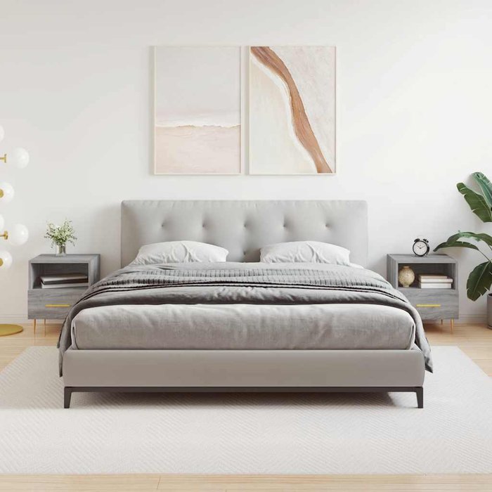 Mesitas de noche sonoma grey de 2 piezas, 40x35x47,5 cm