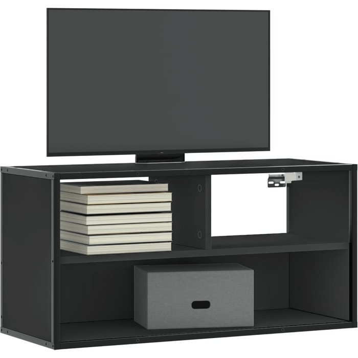 Maison exclusive - mueble de tv metal y madera de ingeniería negro 80x31x39,5 cm